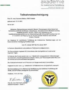 Zertifikat Sonographie: Dr. med. Susanne Weiler